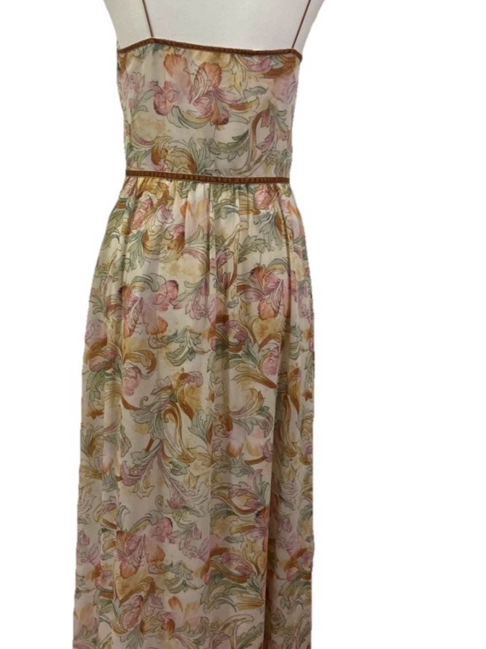12th Tribe Ruby Midi Floral Dress Spaghetti Straps M Babydoll Garden Corset - Picture 2 of 12